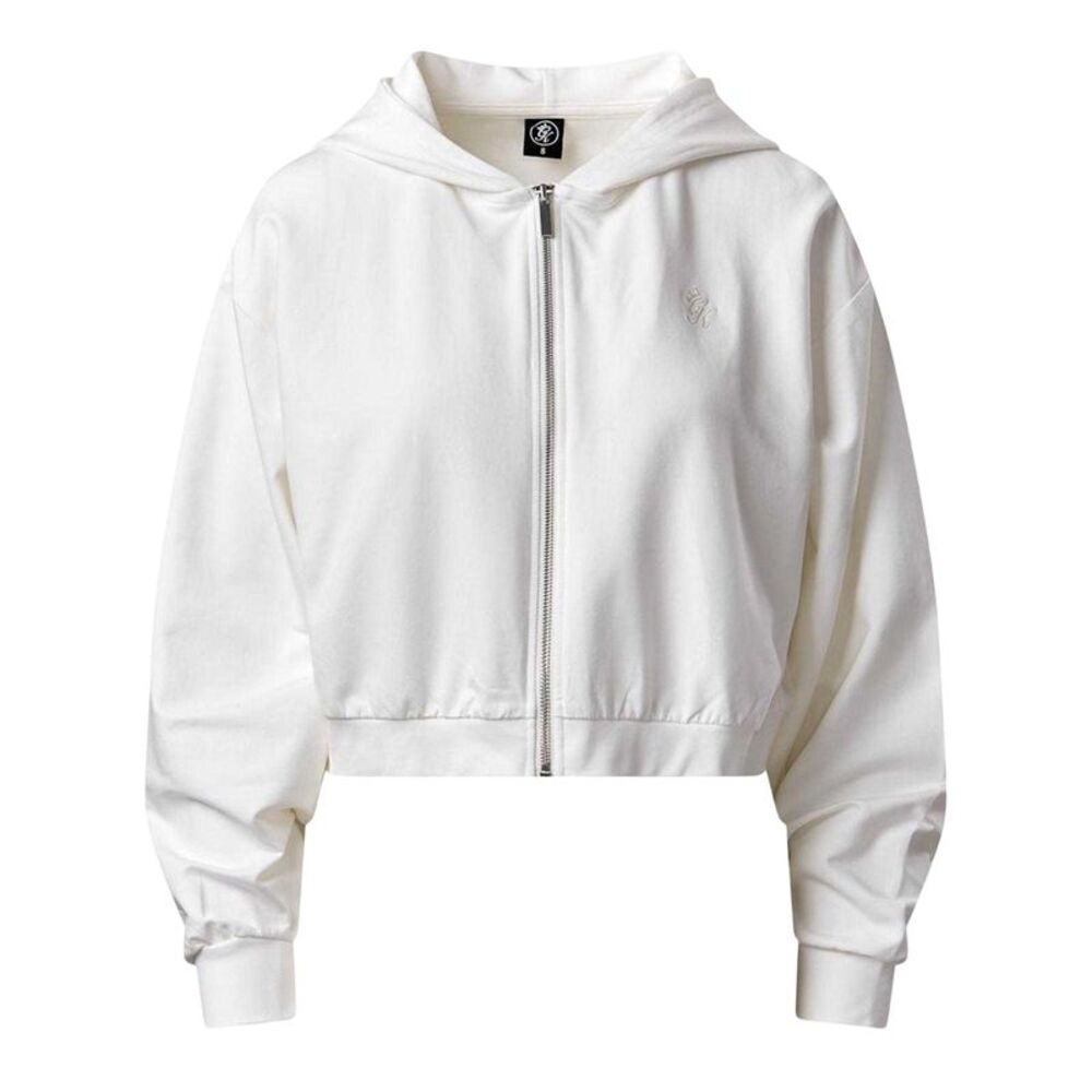 Gym King Womens/Ladies Victory Relaxed Fit Crop Hoodie / Cream